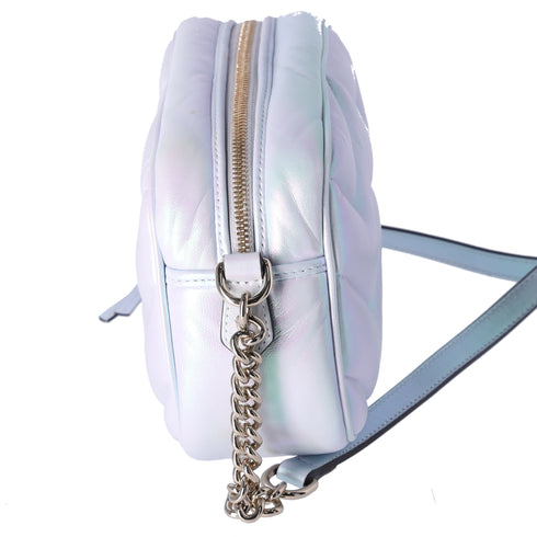GUCCI GG Marmont Shoulder Bag 447632 Iridescent Pearl Blue Leather